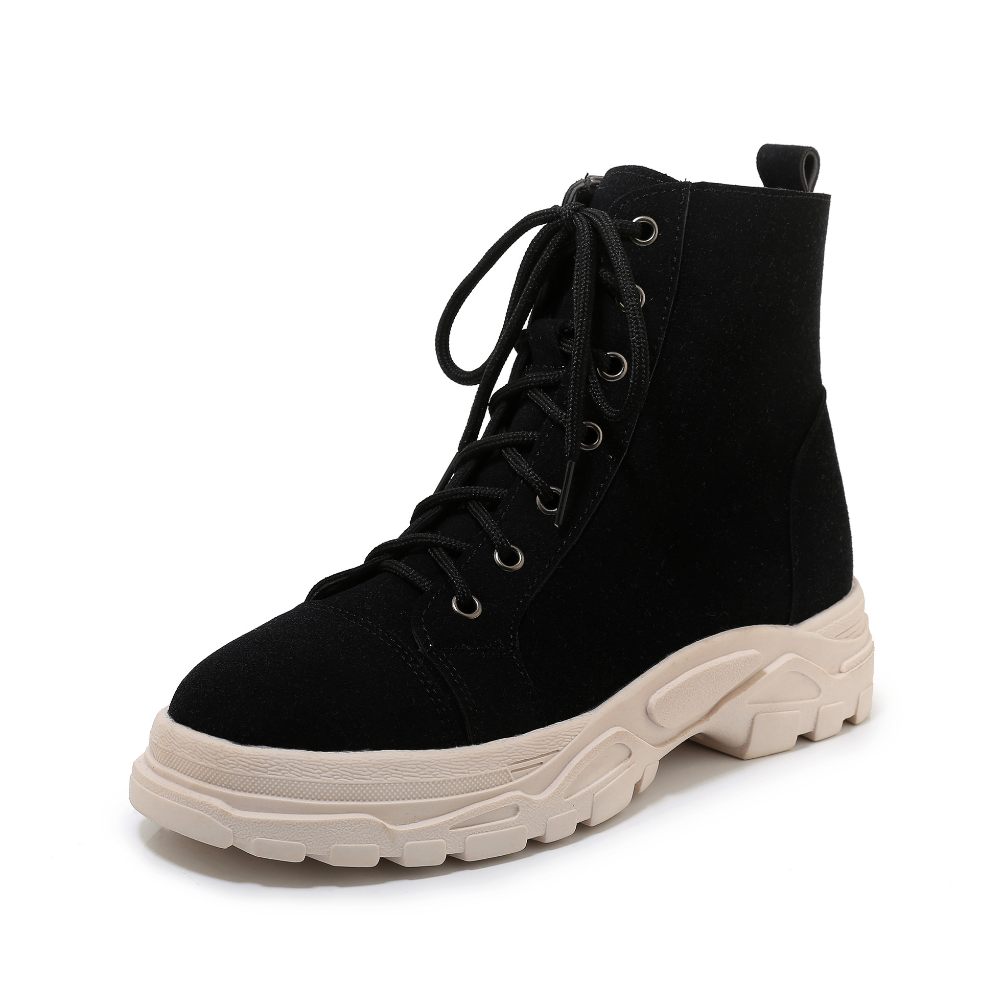 New Comfortable Platform Mid-heel Women's Shoes With Lace-up Front Low Boots