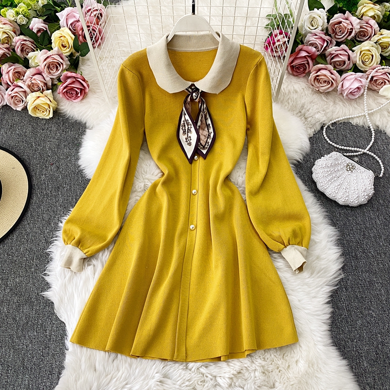 Temperament Goddess Fan French Style Thin Base A-Line Skirt