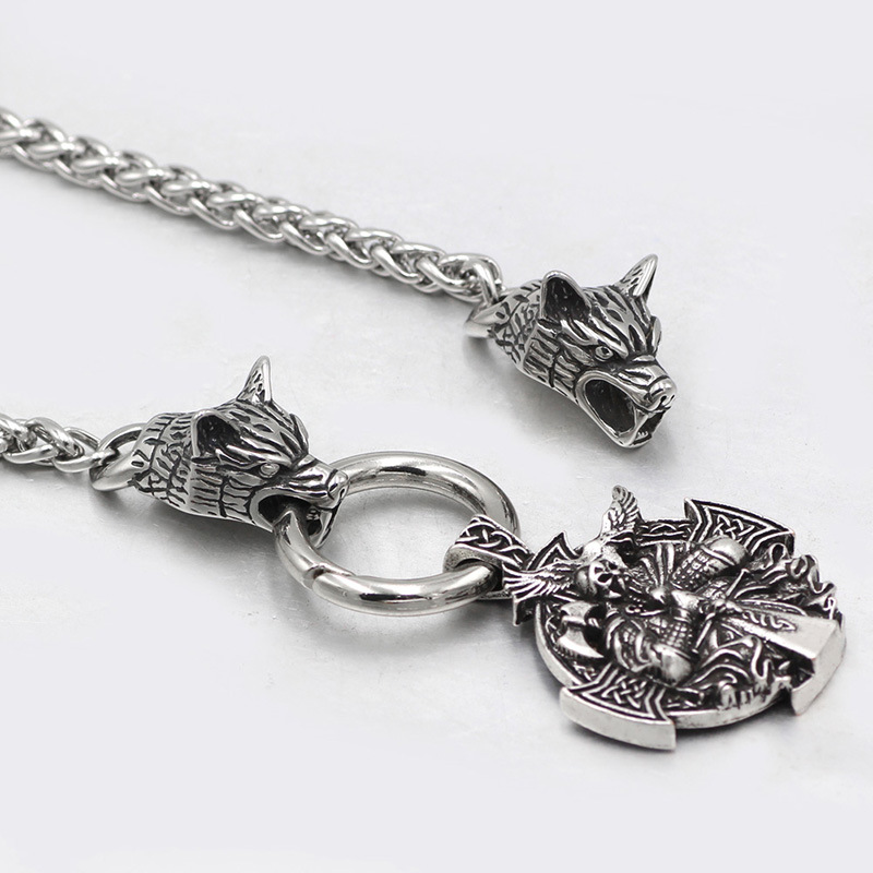 Stainless steel Wolf chain Viking pendant necklace