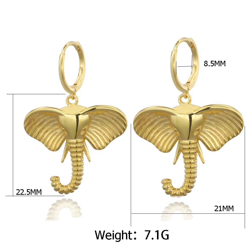 S925 Sterling Silver Cute Elephant Animal Earrings