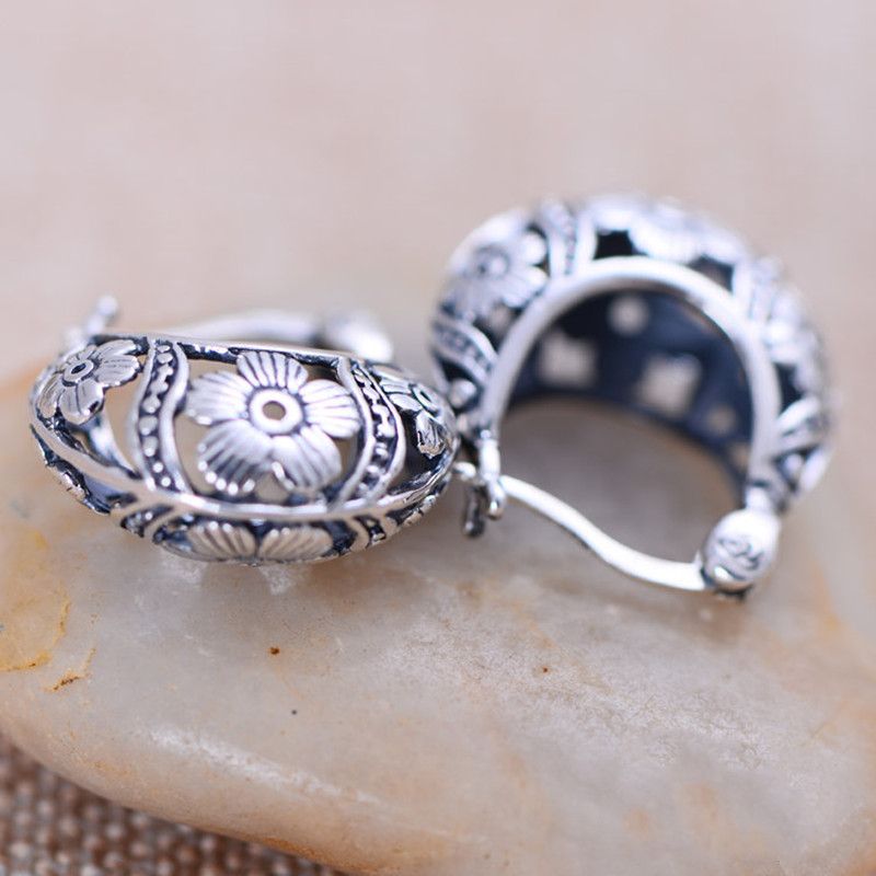 Hollow Fashion Flower Basket Shape Pattern Female Earrings