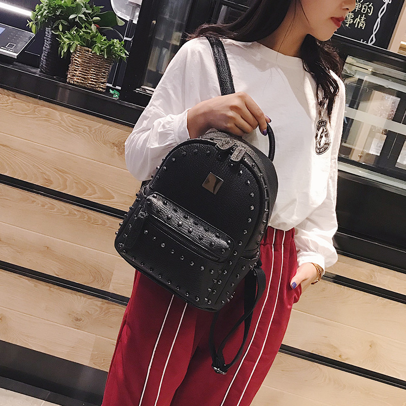 Rivet Small Backpack Women All-Match Backpack School Bag Female