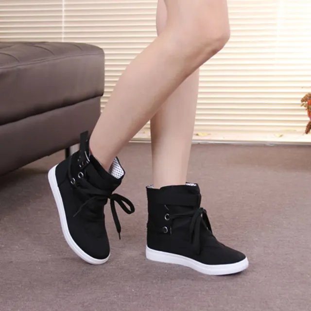 Flat Heel Female Casual Student Sports Low Top Canvas Shoes Black - Shop at LoveMi