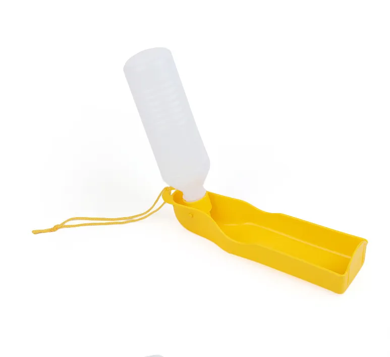 Dog Water Bottle Feeder With Bowl Plastic Portable Water Bottle Pets Outdoor Travel Pet Drinking Water Feeder 40FB18 - Yellow