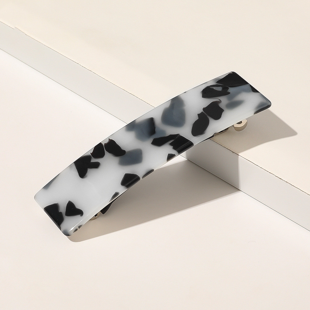 Retro Square Shape Grabbing Acetate Sheet Spring Chuck Hair Clip Leopard White - Shop at LoveMi