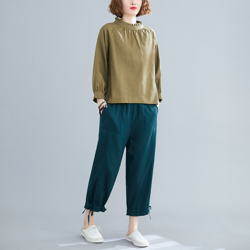 Fat Sister Loose Suit Women's Large Long Sleeve Casual Top + Slim Legged Pants Autumn Dress