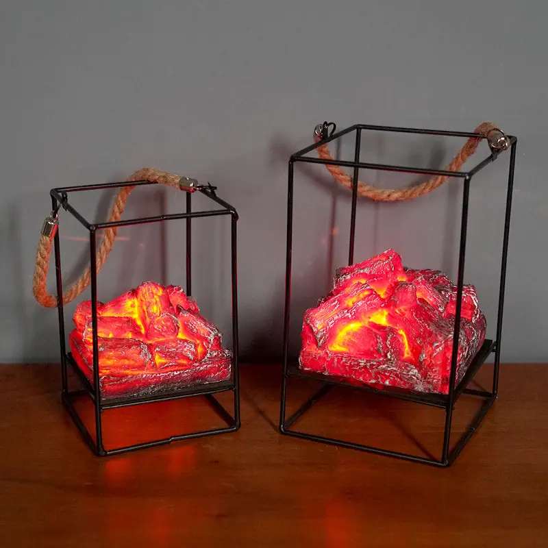LED Flame Light Home Christmas Halloween Simulated Charcoal Fireplace