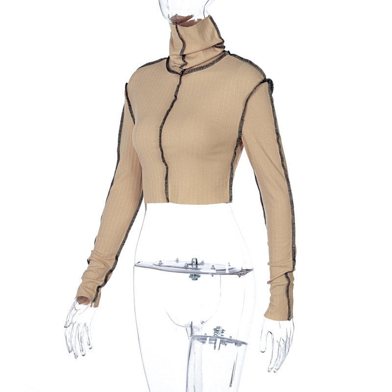 European And American New High-Neck Long-Sleeved T-shirt