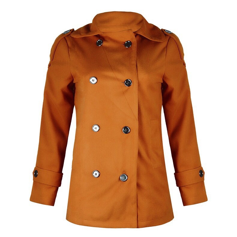 European and American Fashion Double-breasted Woolen Coat