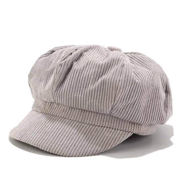 Pure Color Corduroy Hat Women's Trendy Wild Literary Cap Grey - Shop at LoveMi