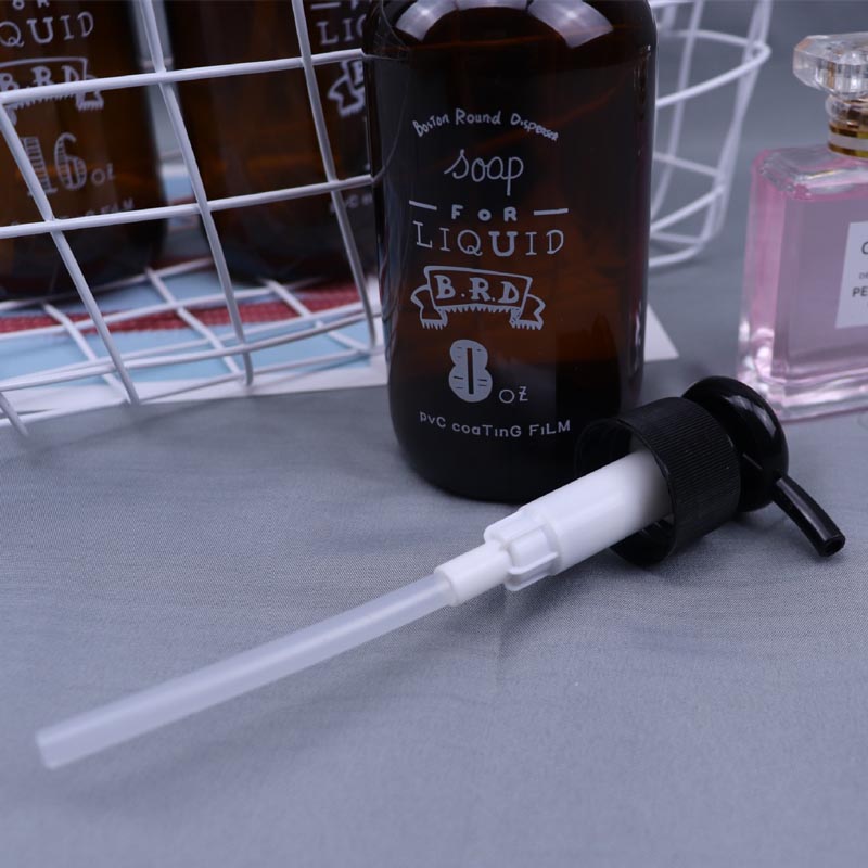 Brown Glass Hand Sanitizer Shower Gel Press Bottle