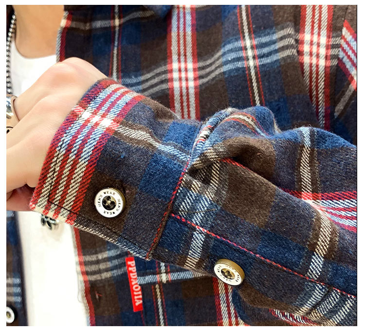 Long Sleeve Shirt Plus Size Casual Student Plaid Shirt