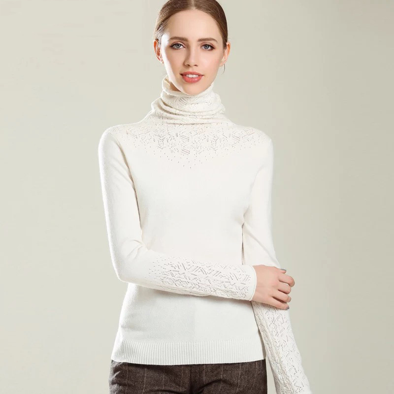Hedging Openwork Knitted Base Solid Color Sweater
