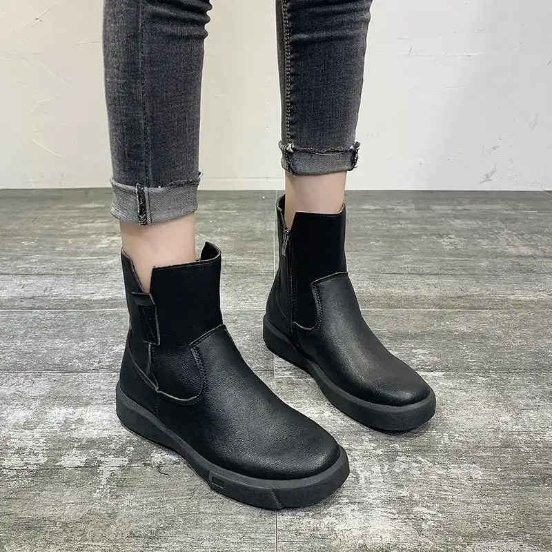 Women's Round toe Mid-heel Thick Heel Martin Boots