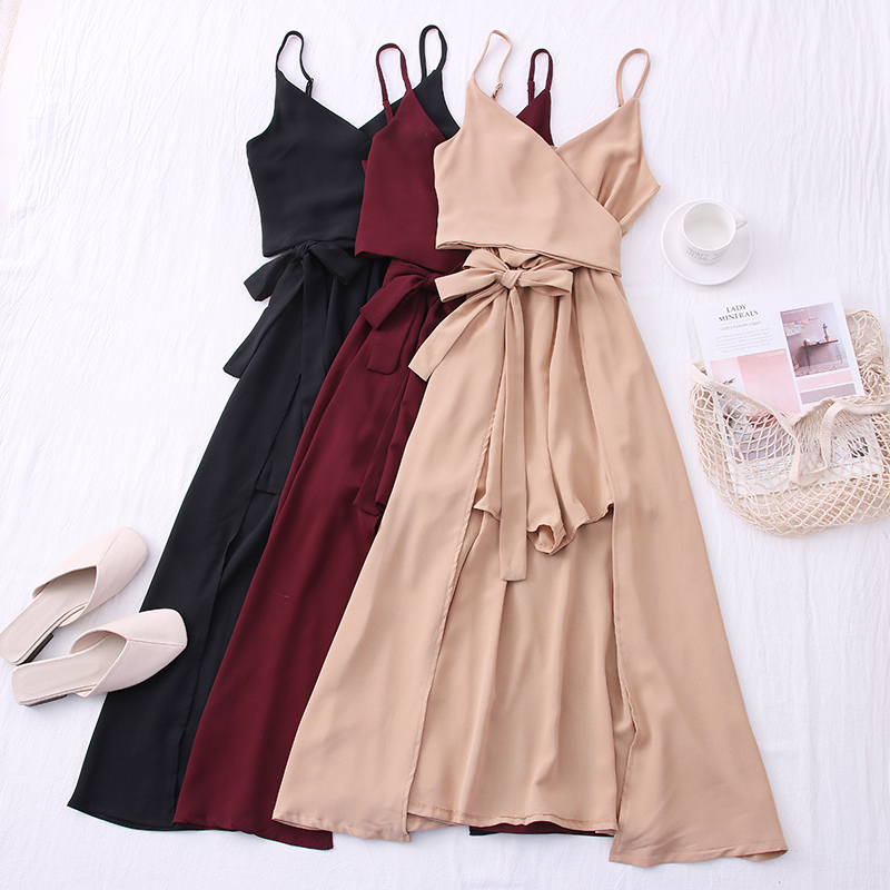 Fashionable and Versatile Lace Up Bowknot Suspender Jumpsuit