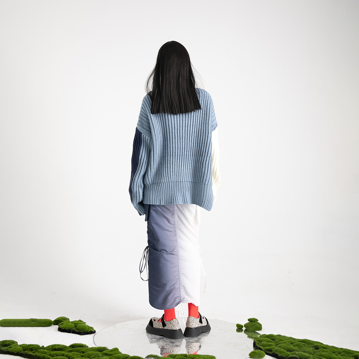 Street Design Woven Rough-grain Turtleneck Sweater