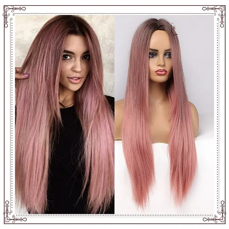 Gradient Color Long Curly Hair Mechanism Chemical Fiber Wig