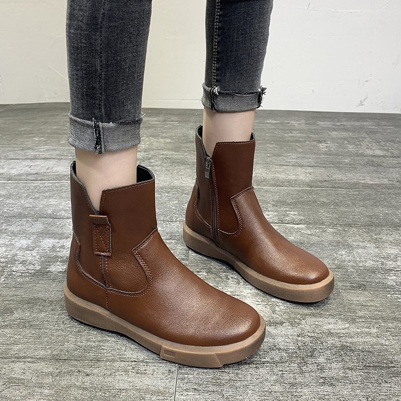 Women's Round toe Mid-heel Thick Heel Martin Boots