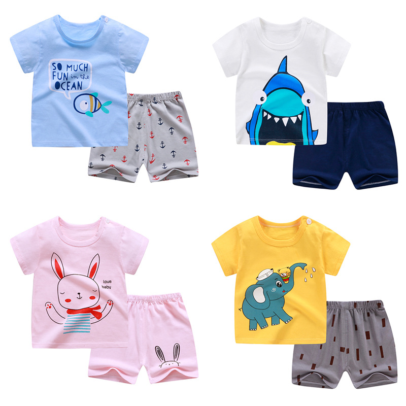 Children's Short Sleeve Shorts Suit Cotton T-shirt