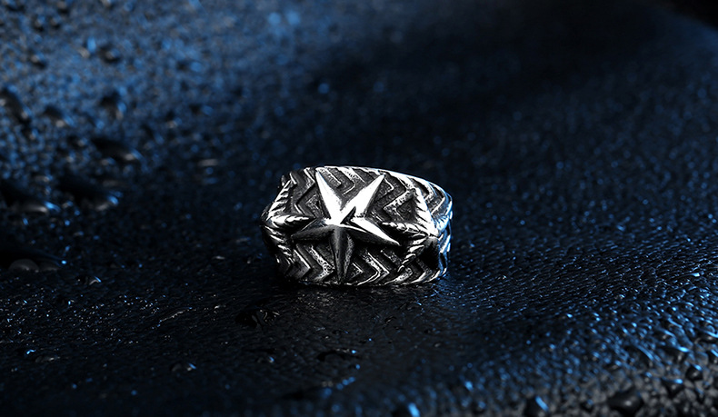 Stainless Steel Male and Female Personality Five-Pointed Star Ring
