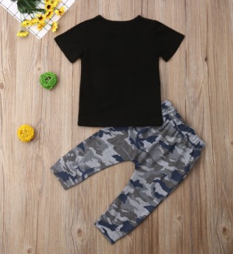 Children's Camouflage Printed Alphabet Sports Suit