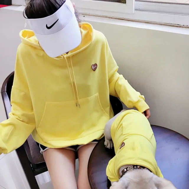 Terry Cotton Embroidery Cat Dog Clothes Pet parent child Yellow - Shop at LoveMi