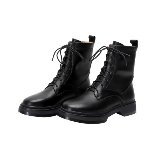 Ladies Martin Boots With Thick Bottom Lace Black - Shop at LoveMi