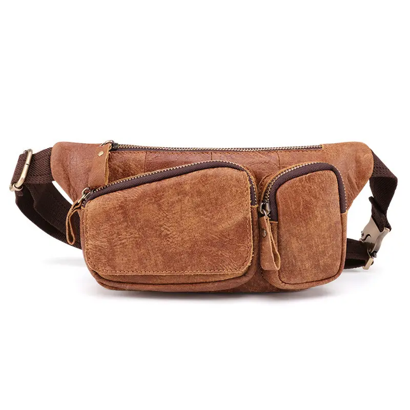 Genuine Leather Men's Chest Bag Nubuck Retro