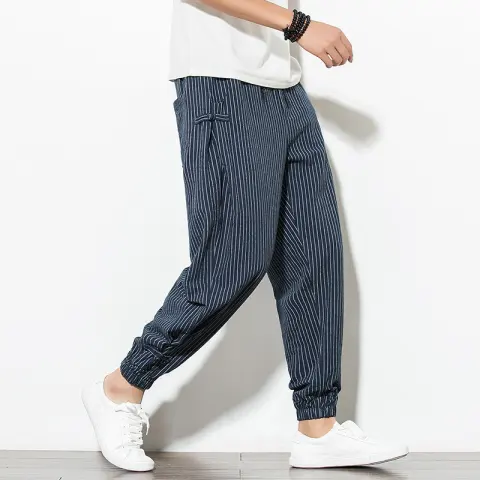 Thin Breathable Cotton and Linen Disc Buckle Casual Plus