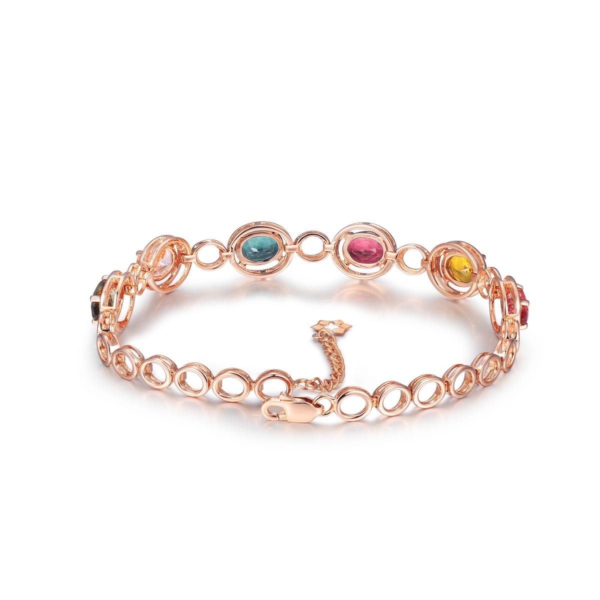 Rose Gold Simulation Tourmaline Colored Gemstone Bracelet Female Bracelet