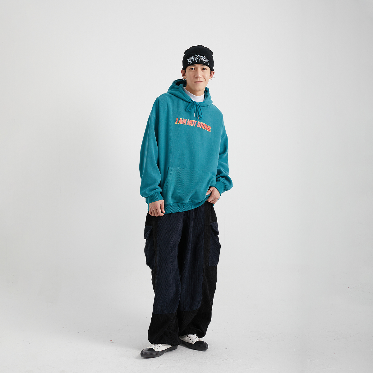 I Am Not Drunk Letter Printed Hooded Plus Fleece Sweater