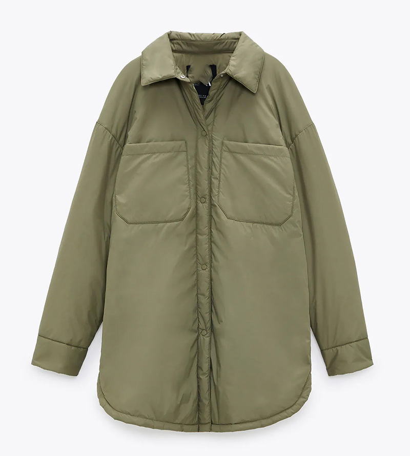 Ladies Double-pocket Warm Shirt-style Cotton Coat