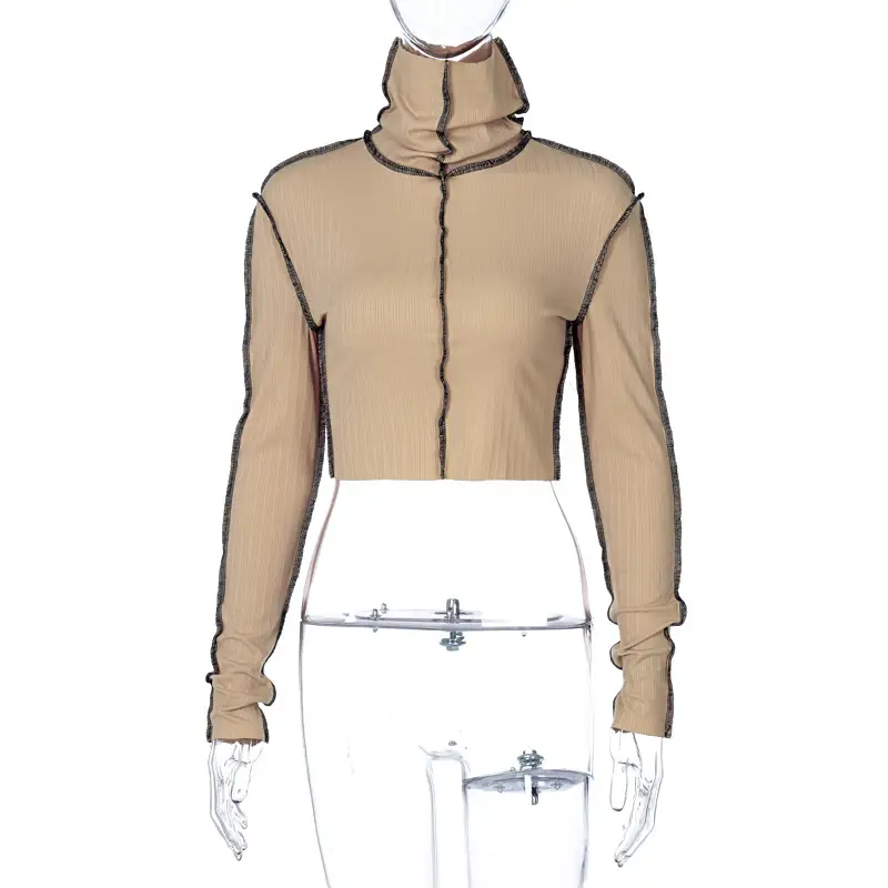 European And American New High-Neck Long-Sleeved T-shirt
