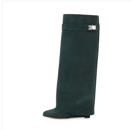 Knee length Catwalk Fashion Boots Plus Size Green - Shop at LoveMi