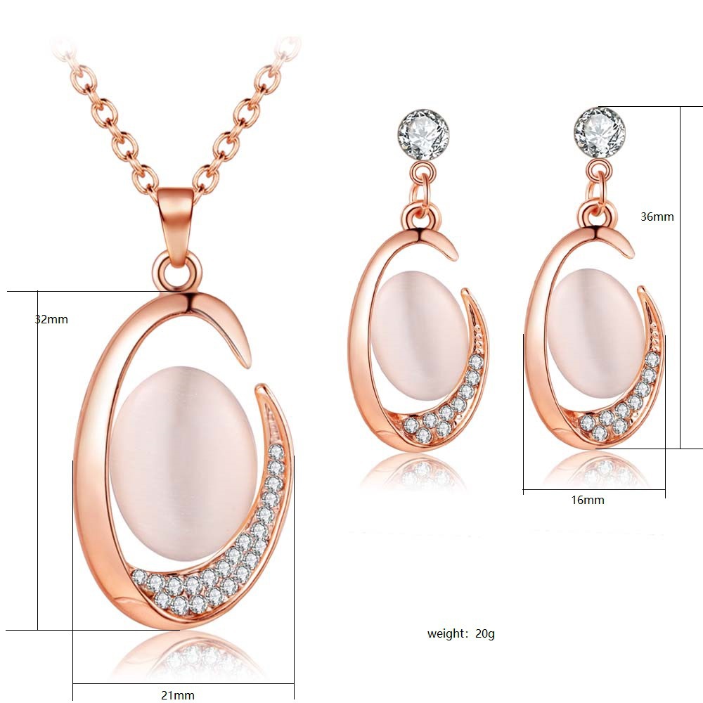 Fruit Grape Shape Cat Eye Necklace Earrings Suit