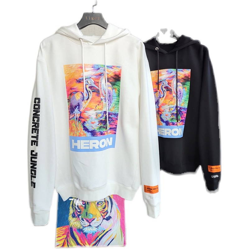 Embroidered Painted Double Crane Hoodie