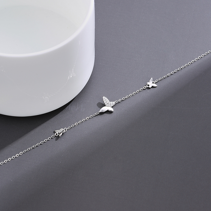 Sterling Silver Butterfly Bracelet Female Ins Niche Design Fashion