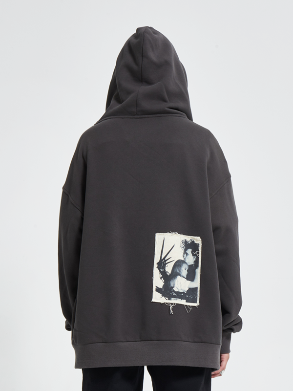 Hooded Zipper Cardigan Sweater With Raw Trim