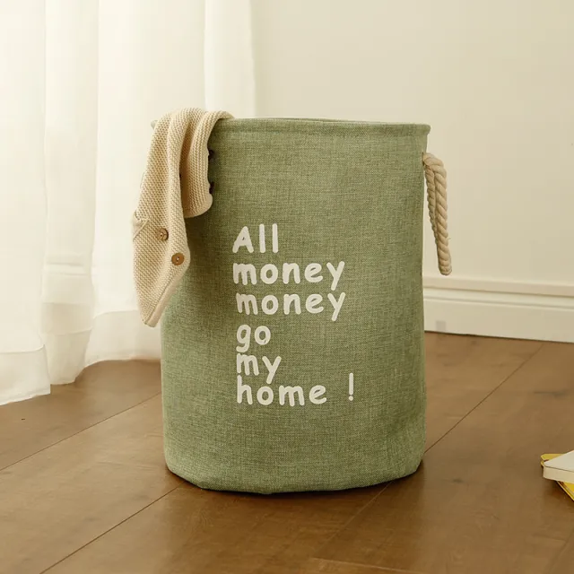 Cotton And Linen Folding Storage Laundry Basket Green - Shop at LoveMi
