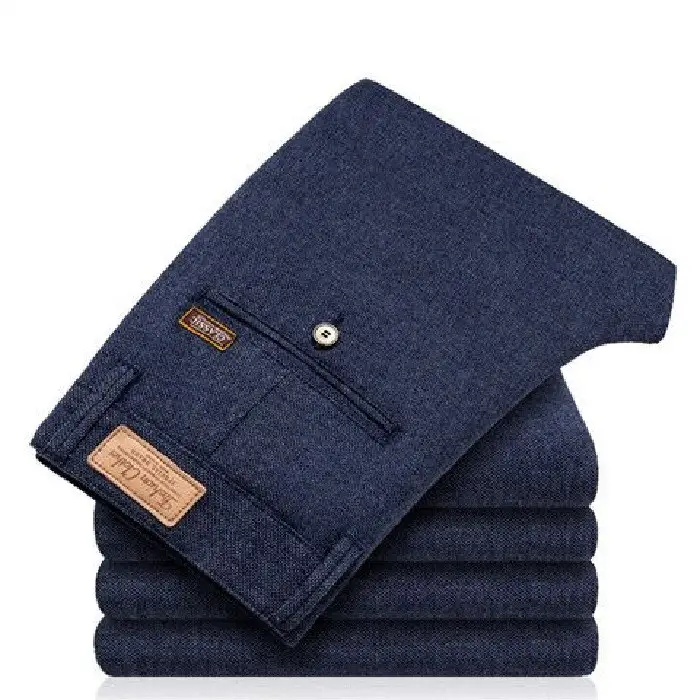 Men's Stretch Slim Casual Cotton And Linen Trousers