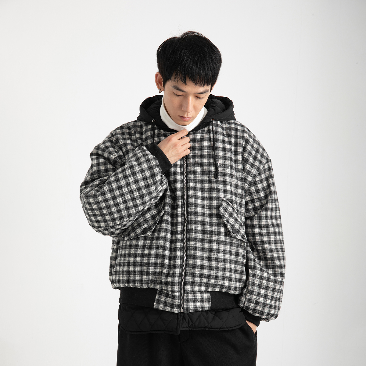 Two Checked Quilted Hooded Jackets Hipster