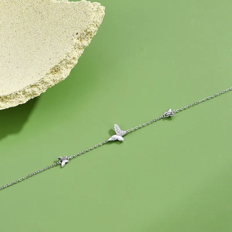 Sterling Silver Butterfly Bracelet Female Ins Niche Design Fashion