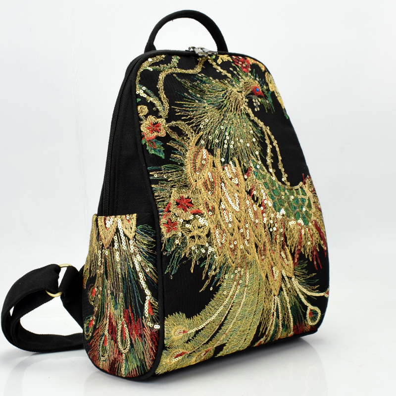 New Ethnic Embroidered Canvas Women's Bag Black - Shop at LoveMi