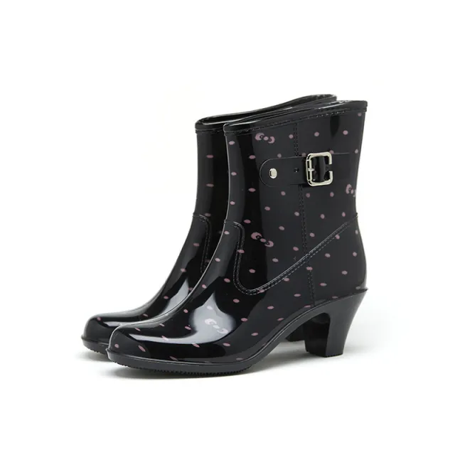 Fashion Buckle Rain Boots Female Mid tube Non slip Rubber Shoe Covers Red - Shop at LoveMi
