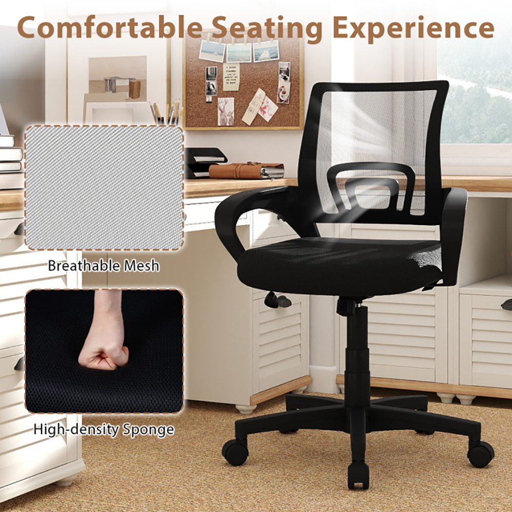 Mid-Back Mesh Office Chair Ergonomic Computer Chair With Lumbar Support With Adjustable,for Office, Home, Gaming And Study