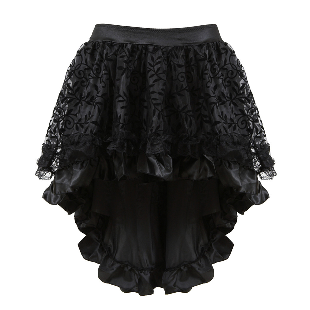 Black Lace Hi Lo Mini Skirt