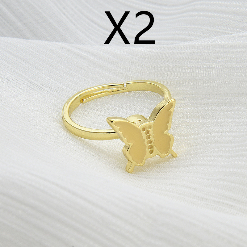 Rotatable Daisy Flower Butterfly Adjustable Opening Ring