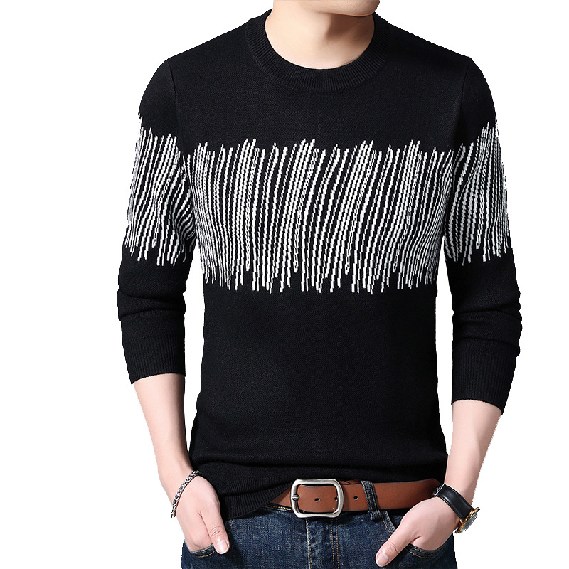 Title 1, Striped contrast base long-sleeved pullover swe...