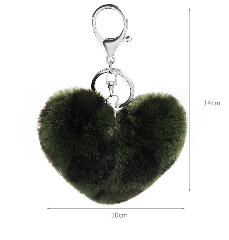 New Leopard Love Fur Ball Car Key Chain Pendant Small Gift – Khaki, Leopard Love Fur Ball
