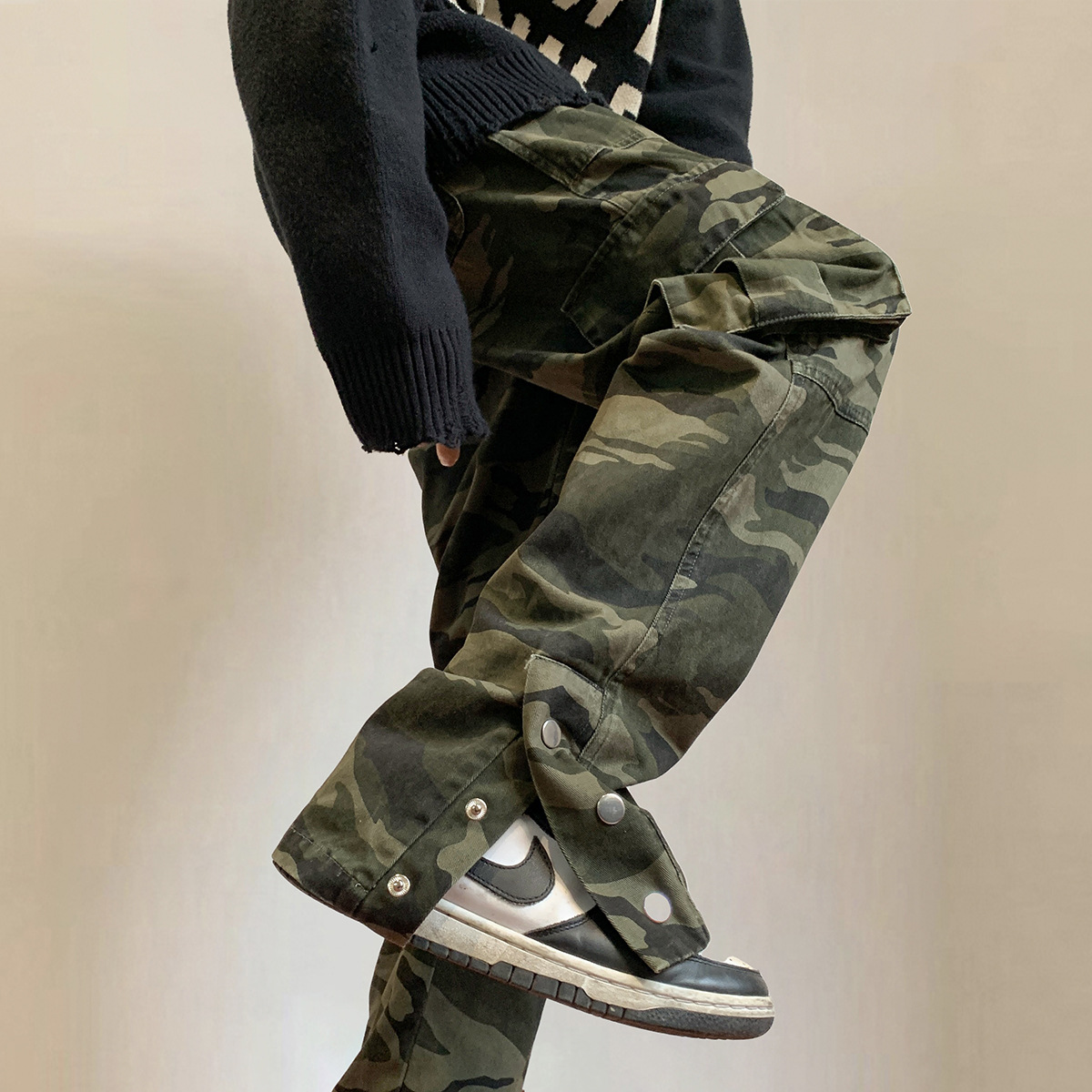 Title 5, Washed Distressed Camouflage Cargo Pants Mens ...